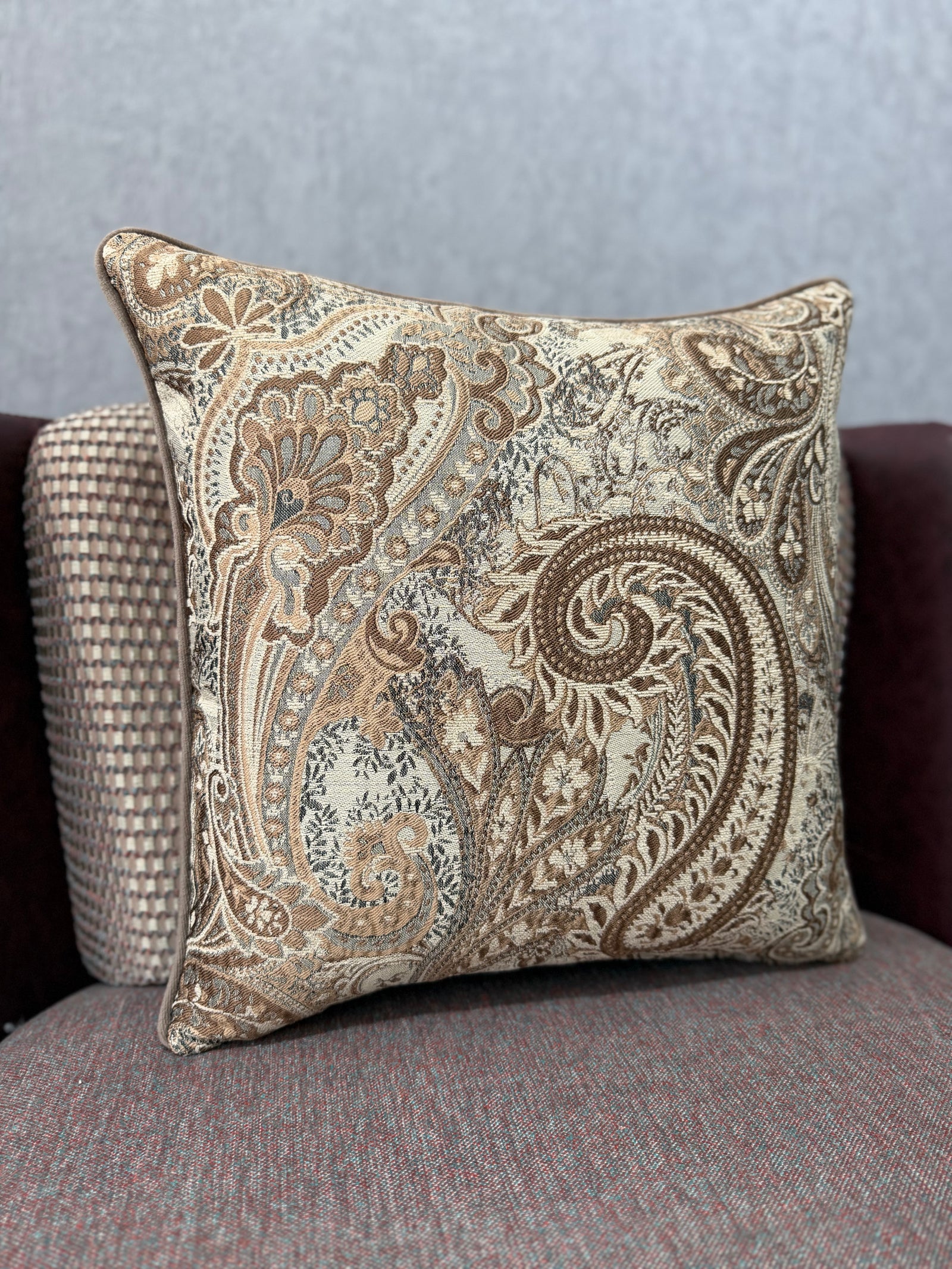 Majesty-34 Şal Desenli Keten Kırlent | FABRICLAND TEKSTİL