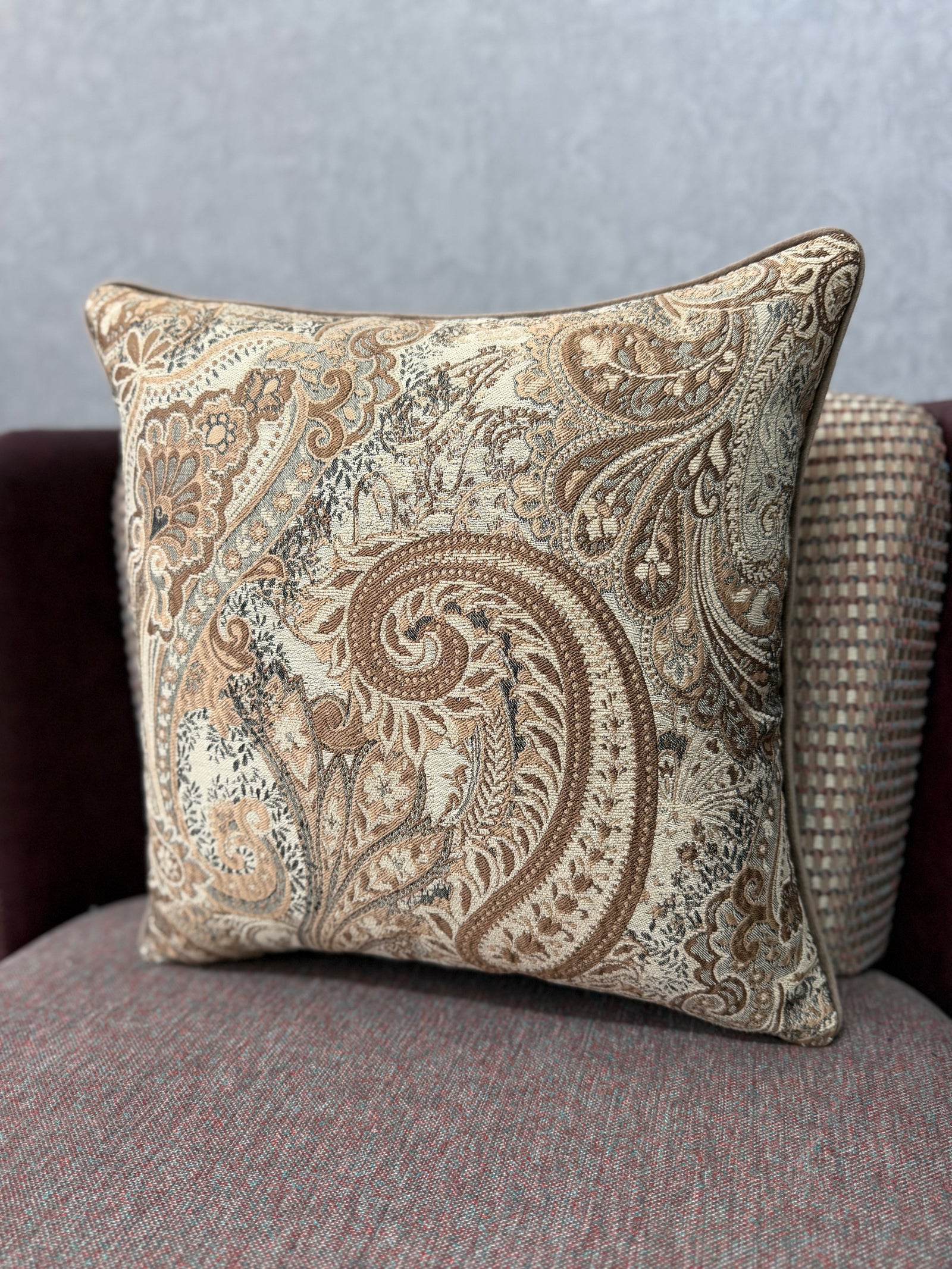 Majesty-34 Şal Desenli Keten Kırlent | FABRICLAND TEKSTİL