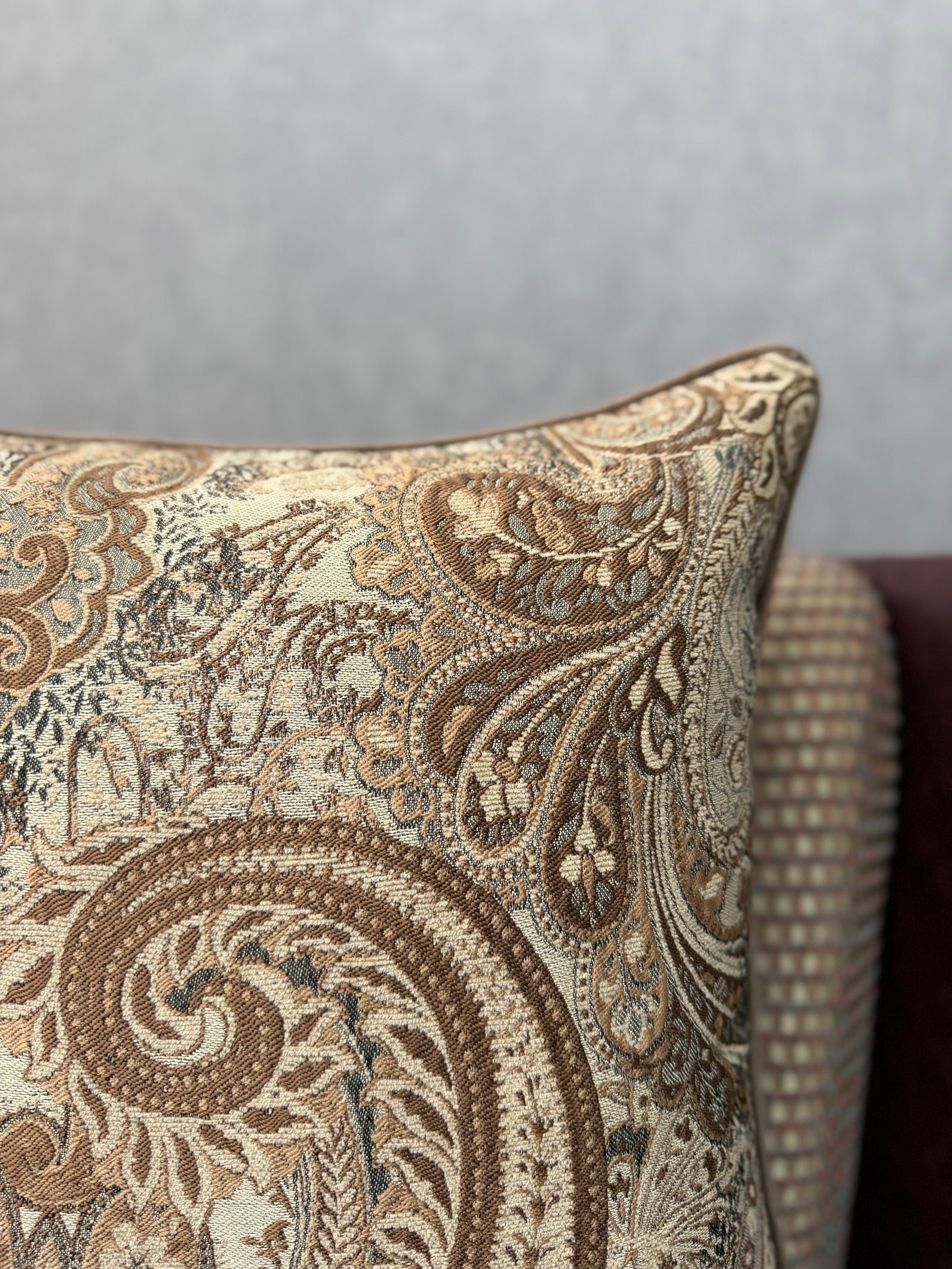 Majesty-34 Şal Desenli Keten Kırlent | FABRICLAND TEKSTİL
