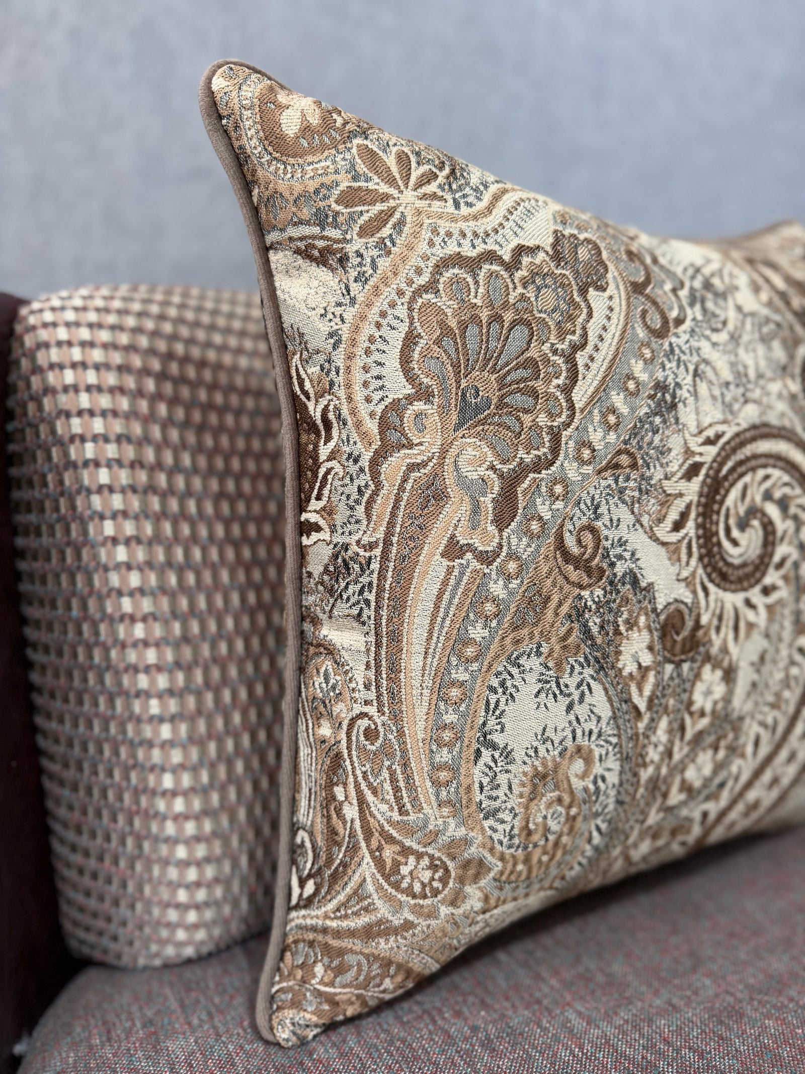 Majesty-34 Şal Desenli Keten Kırlent | FABRICLAND TEKSTİL