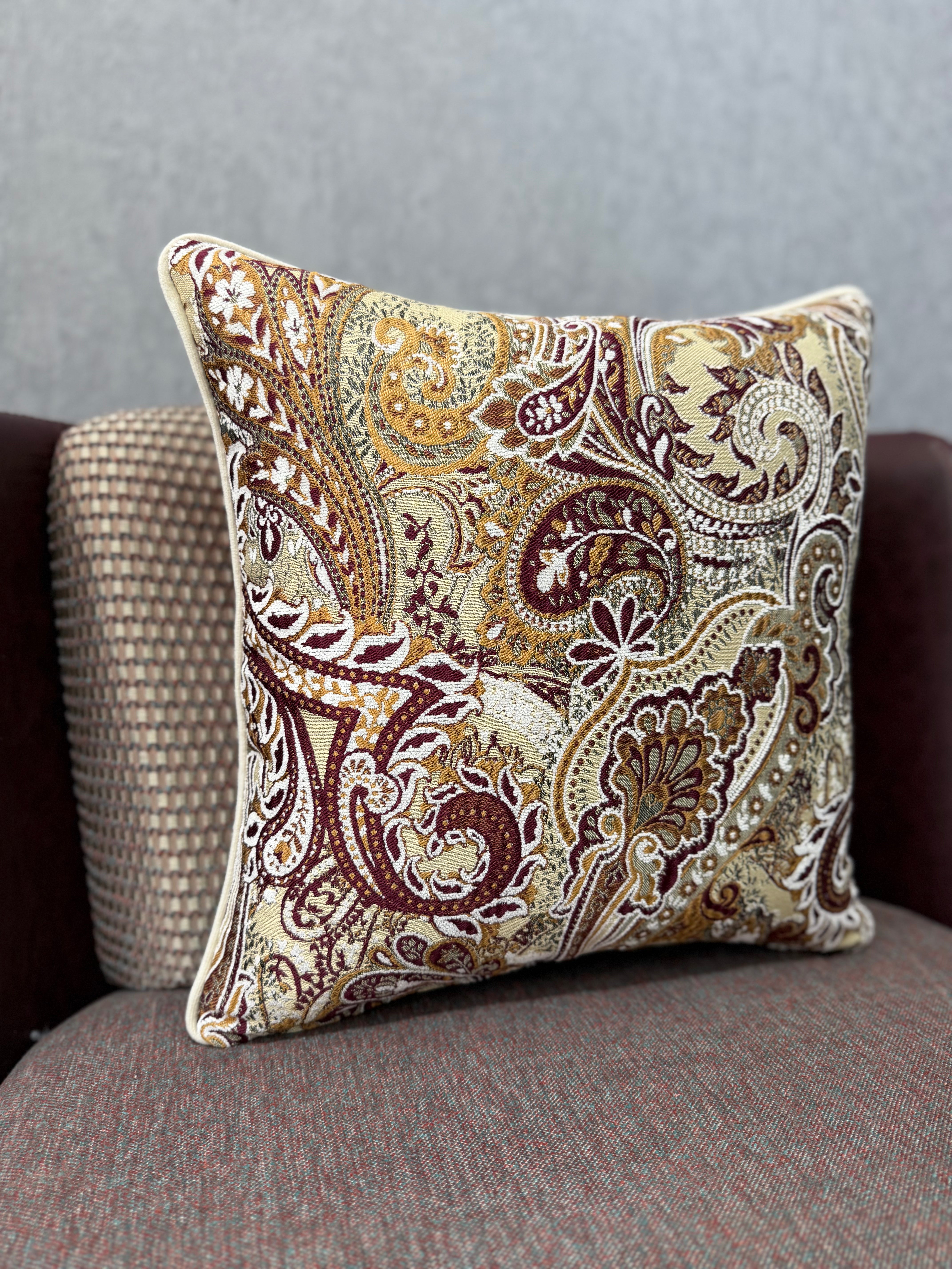 Majesty-39 Şal Desenli Keten Kırlent | FABRICLAND TEKSTİL