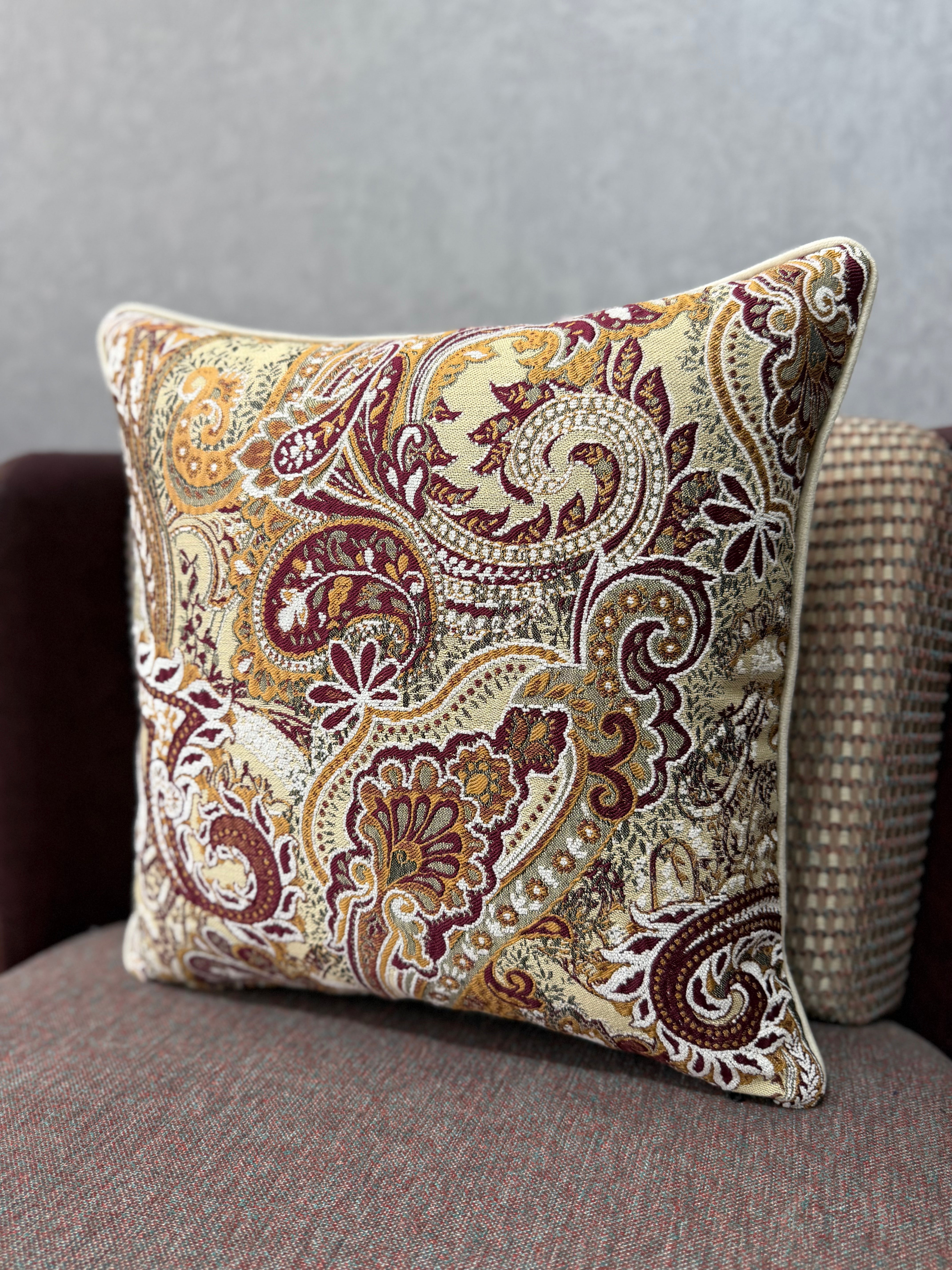 Majesty-39 Şal Desenli Keten Kırlent | FABRICLAND TEKSTİL