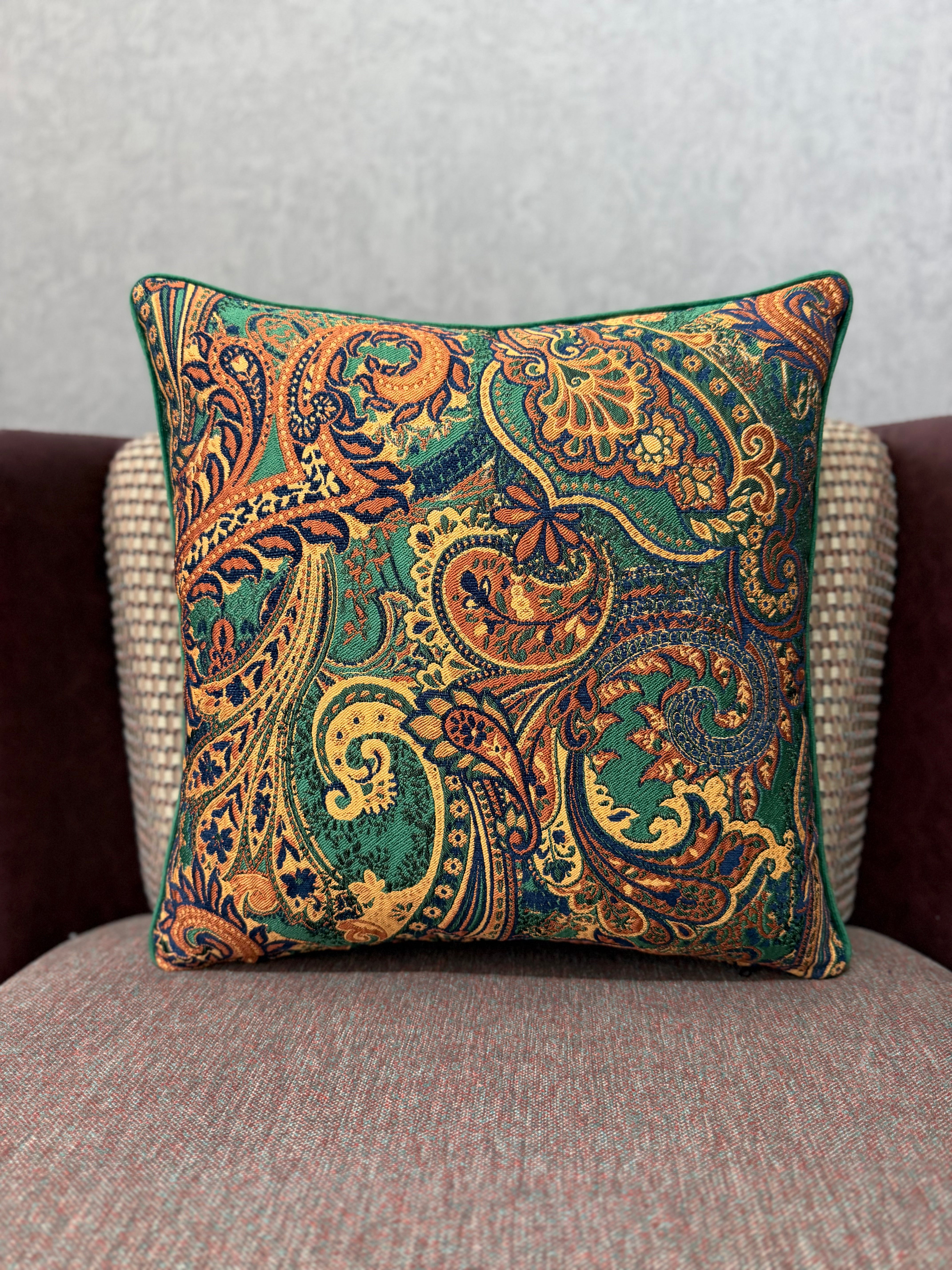Majesty-48 Şal Desenli Keten Kırlent | FABRICLAND TEKSTİL