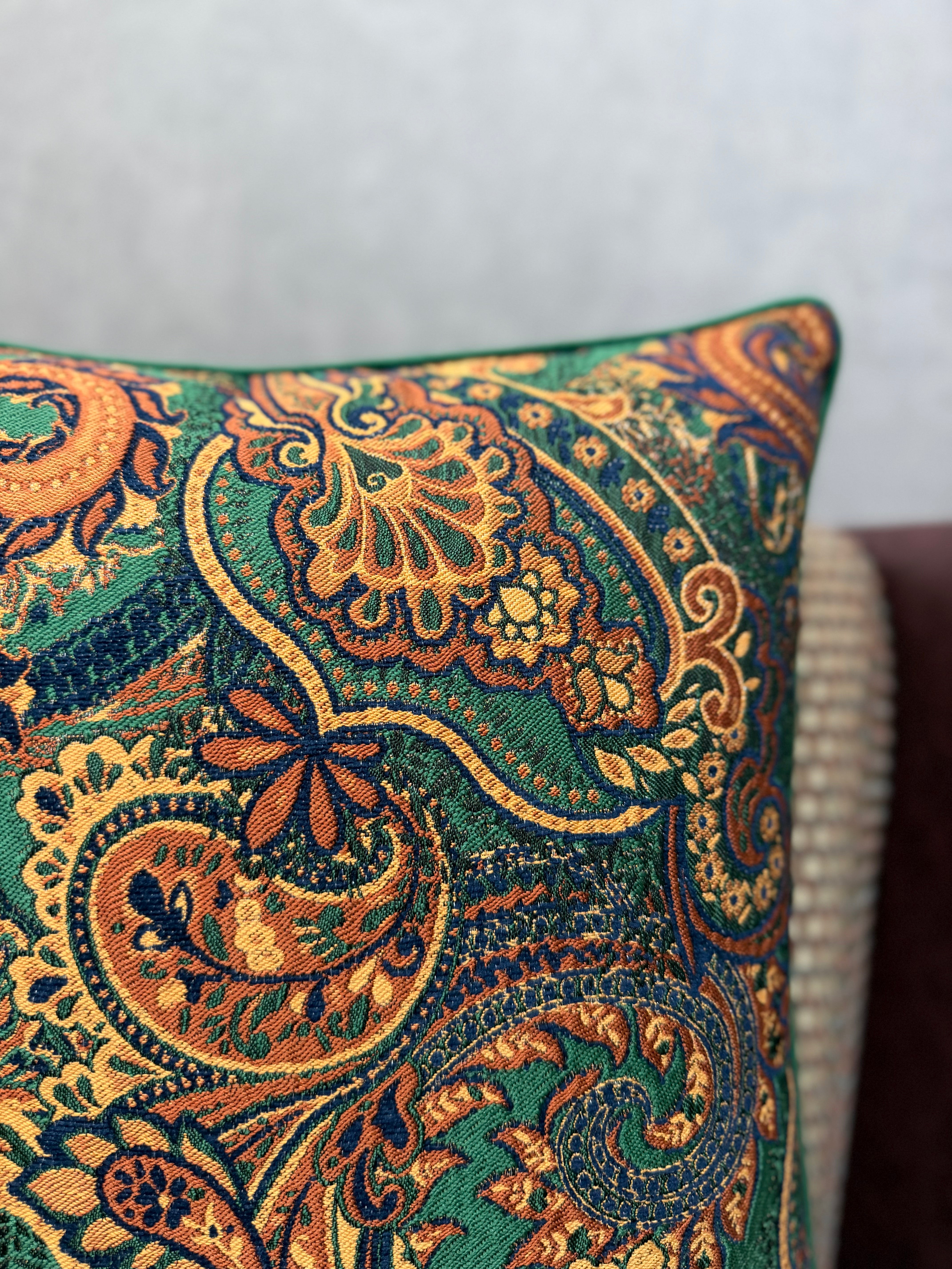 Majesty-48 Şal Desenli Keten Kırlent | FABRICLAND TEKSTİL