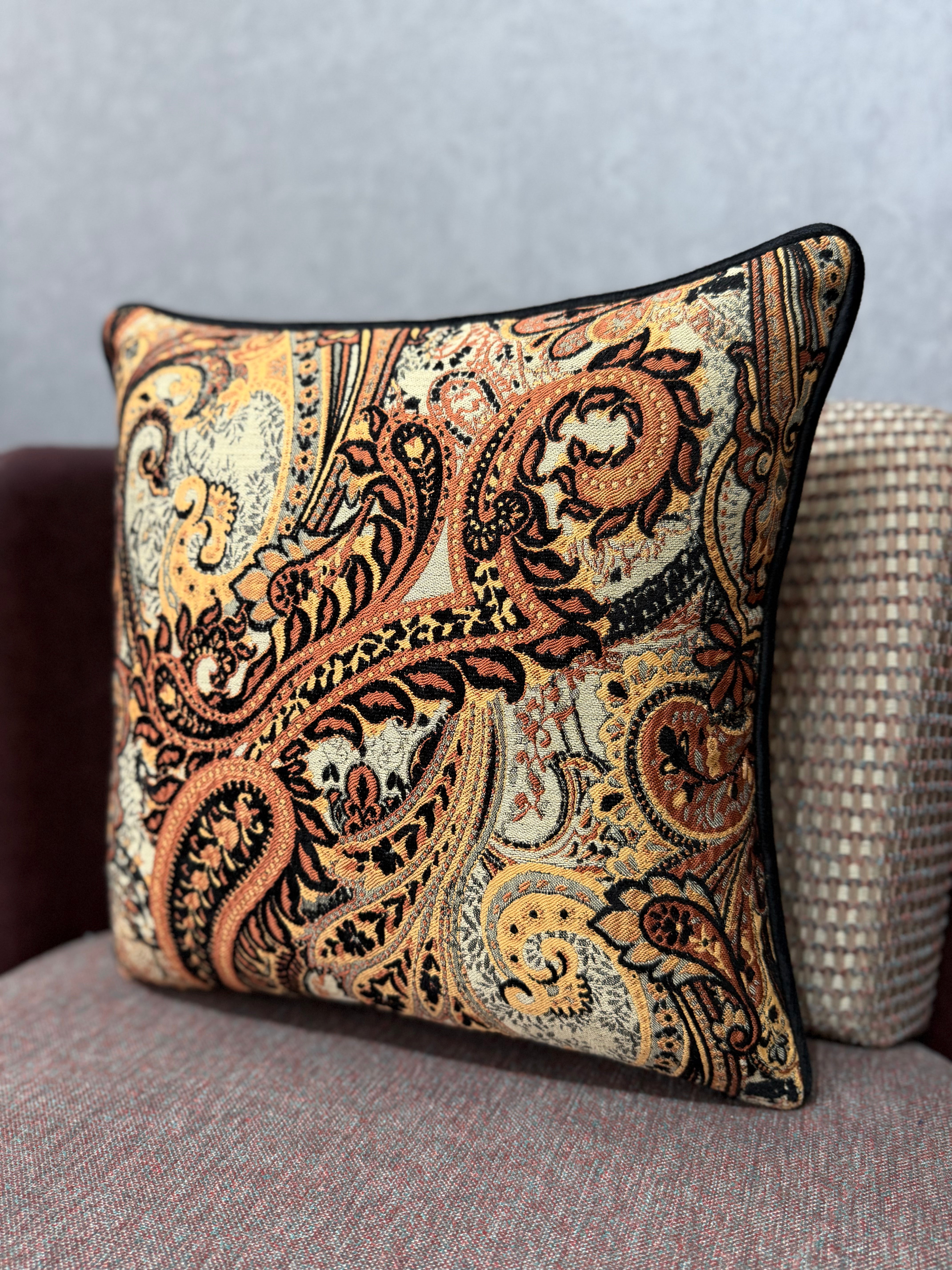 Majesty-49 Şal Desenli Keten Kırlent | FABRICLAND TEKSTİL