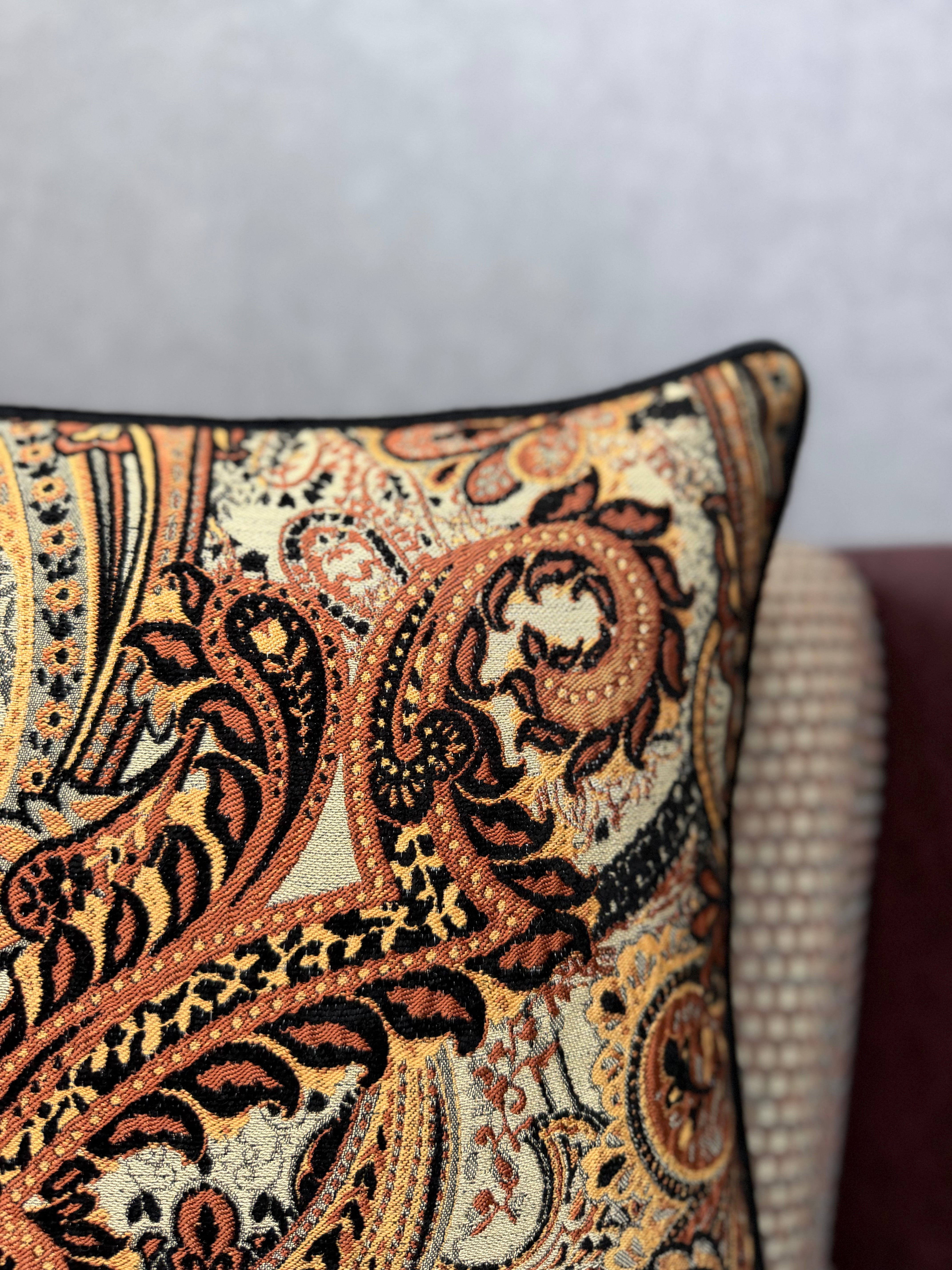 Majesty-49 Şal Desenli Keten Kırlent | FABRICLAND TEKSTİL