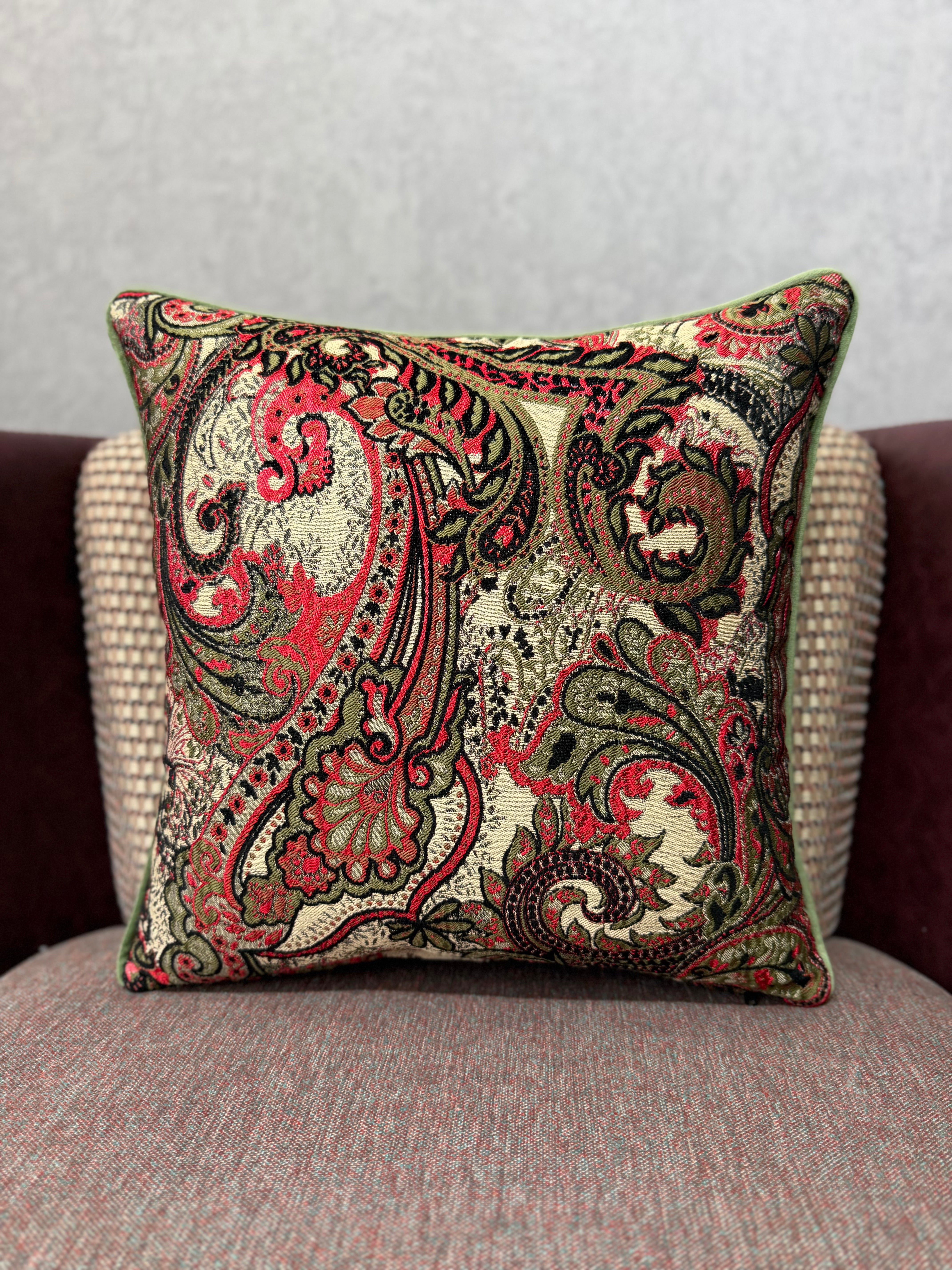 Majesty-53 Şal Desenli Keten Kırlent | FABRICLAND TEKSTİL