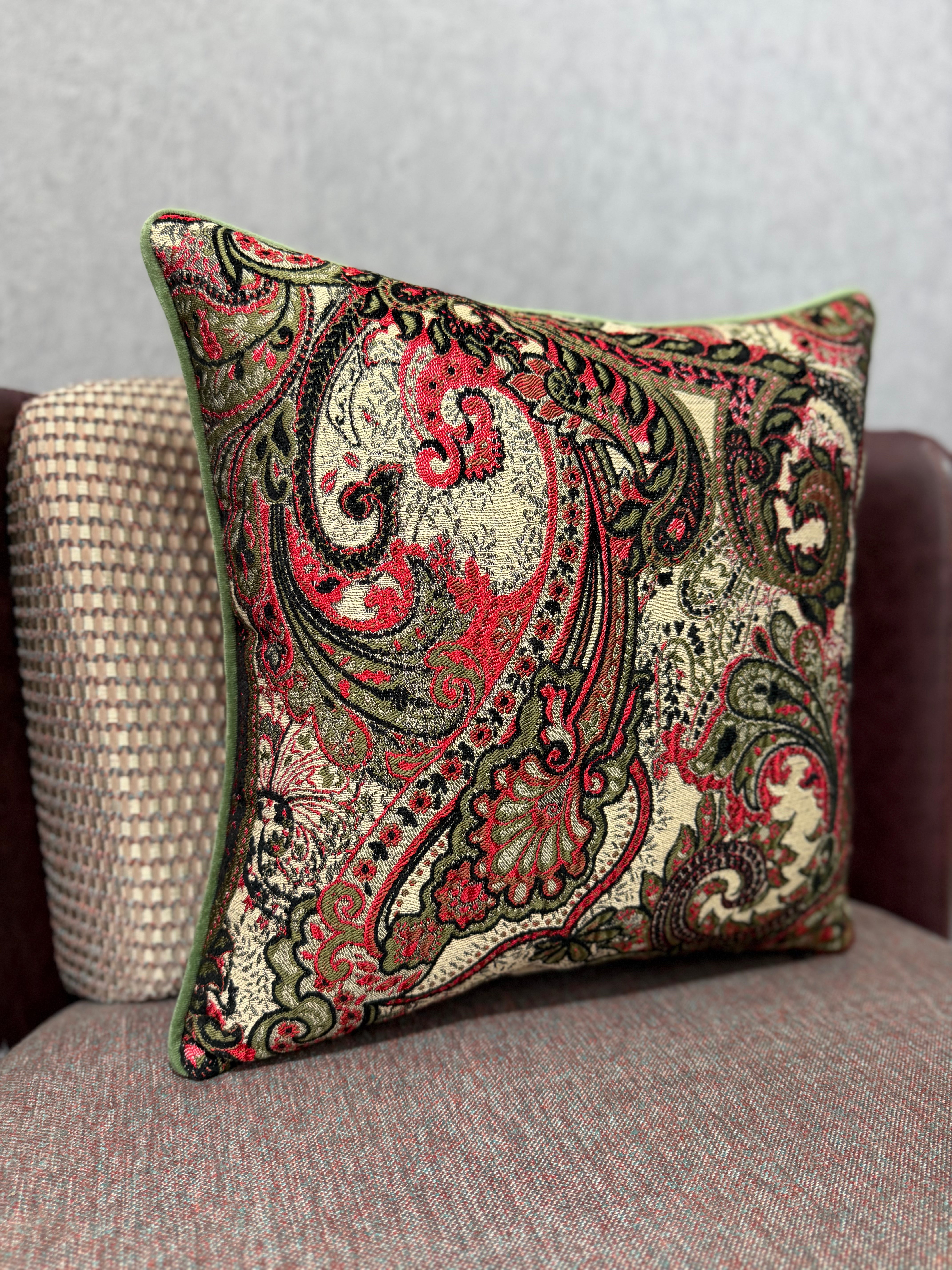 Majesty-53 Şal Desenli Keten Kırlent | FABRICLAND TEKSTİL