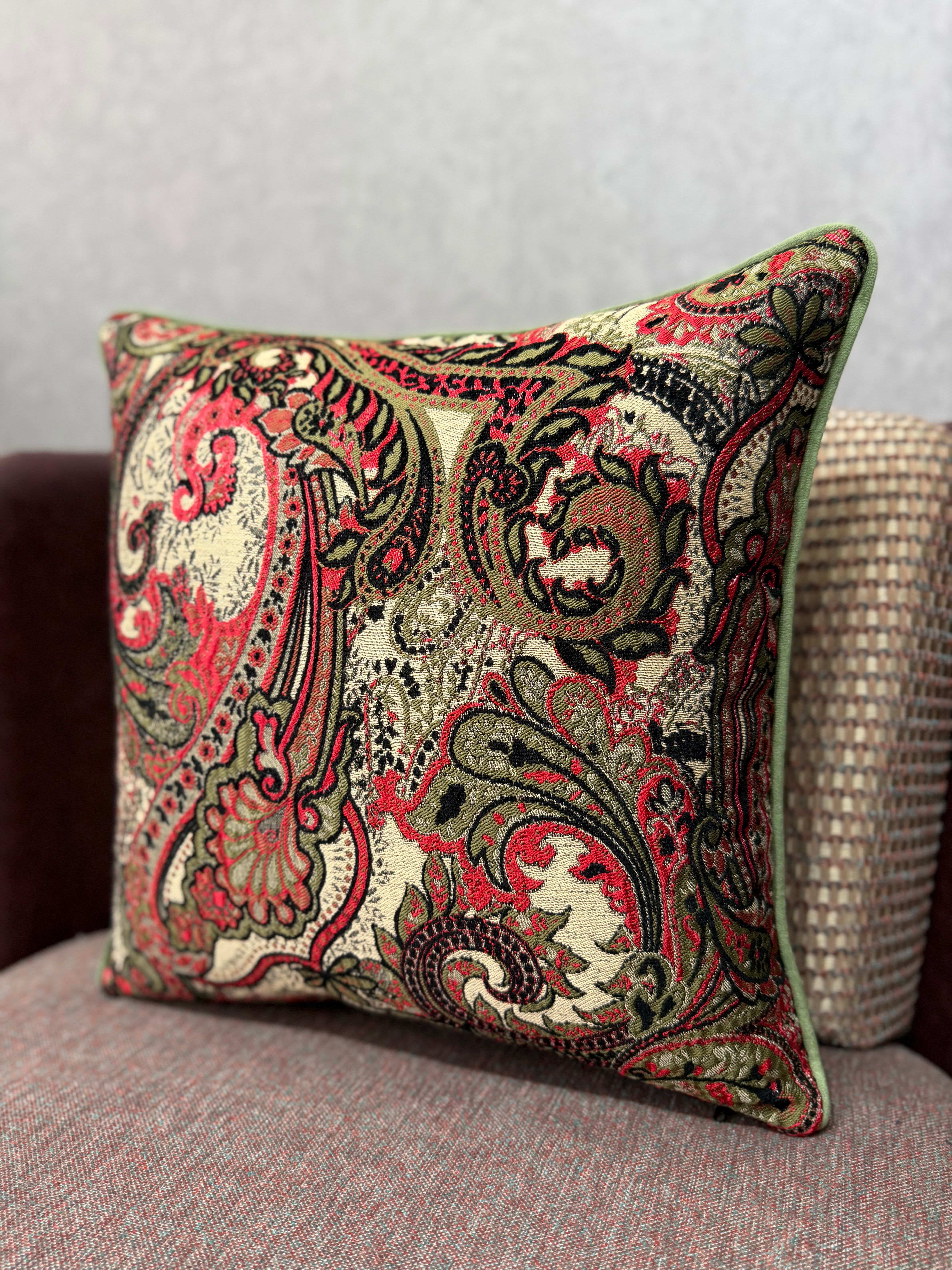 Majesty-53 Şal Desenli Keten Kırlent | FABRICLAND TEKSTİL