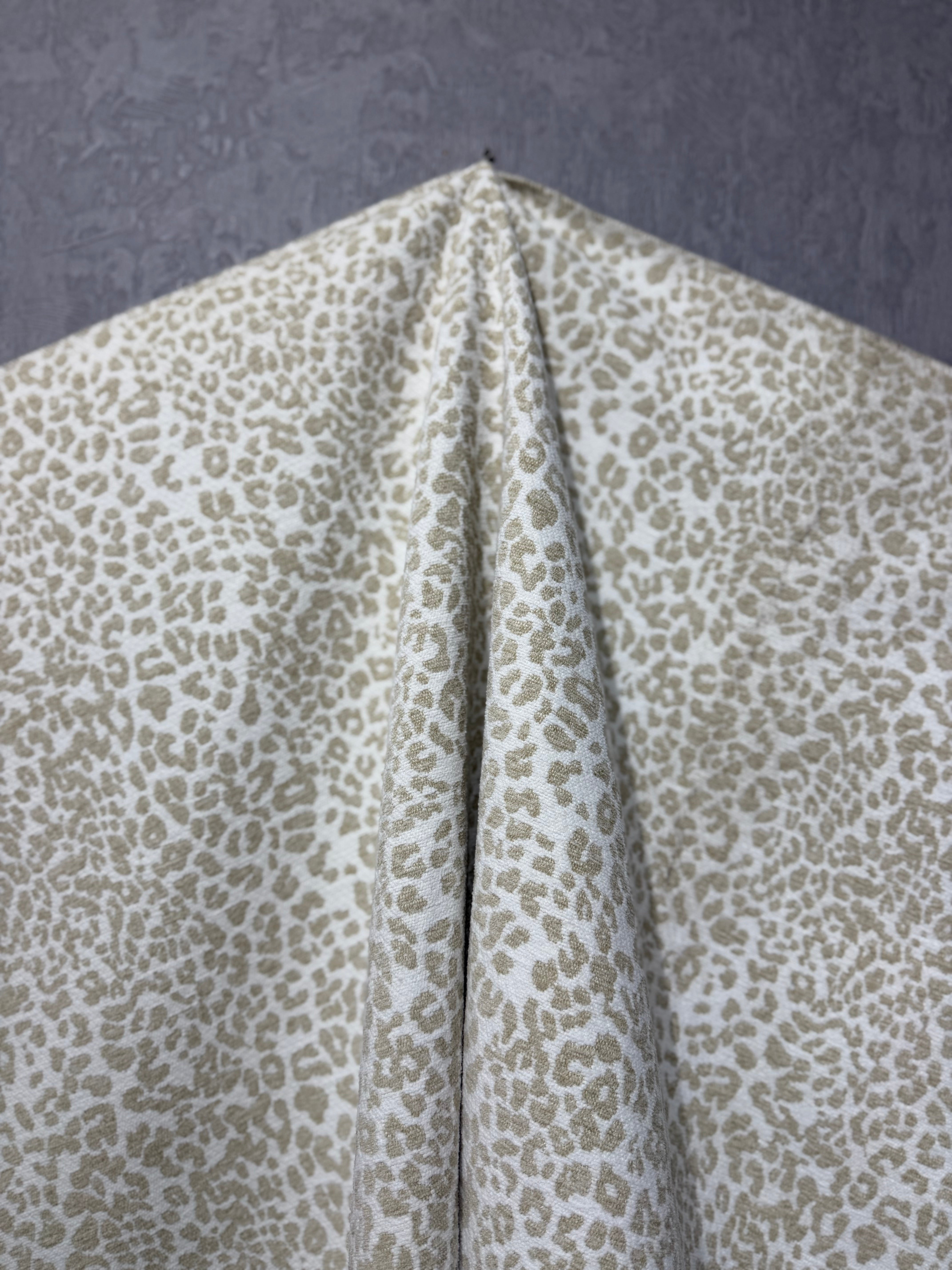 Leopar Desenli Keten Kumaş Metre ile | Animal Print Ağır Gramajlı Dokuma Döşemelik ve Perdelik Ev Dekorasyon Kumaşı – 140 cm En